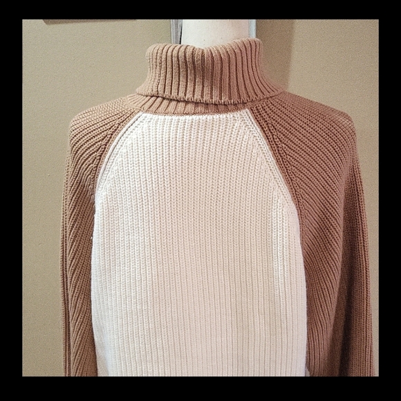PINK Victoria's Secret Cream and Tan Turtleneck Sweater - Picture 7 of 11